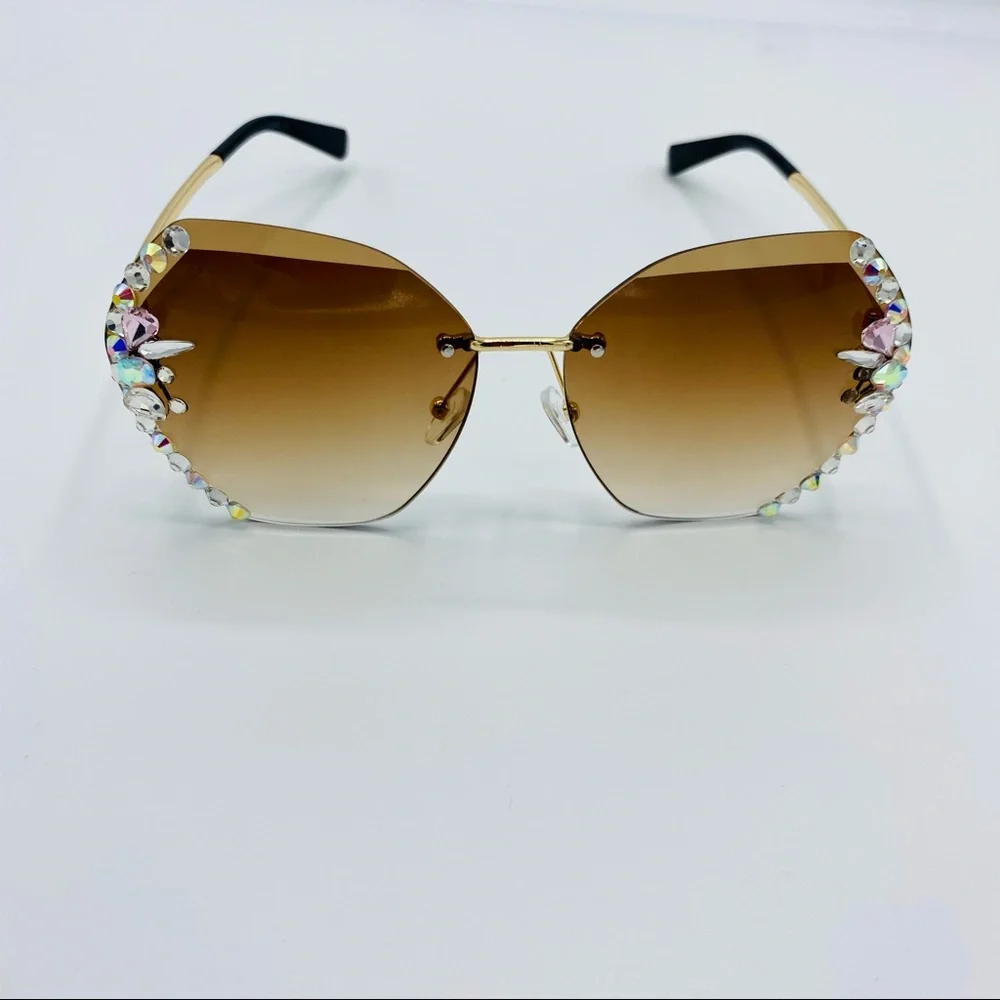 New✨Rhinestone Embellished Rimless Fashion Sunglasses✨